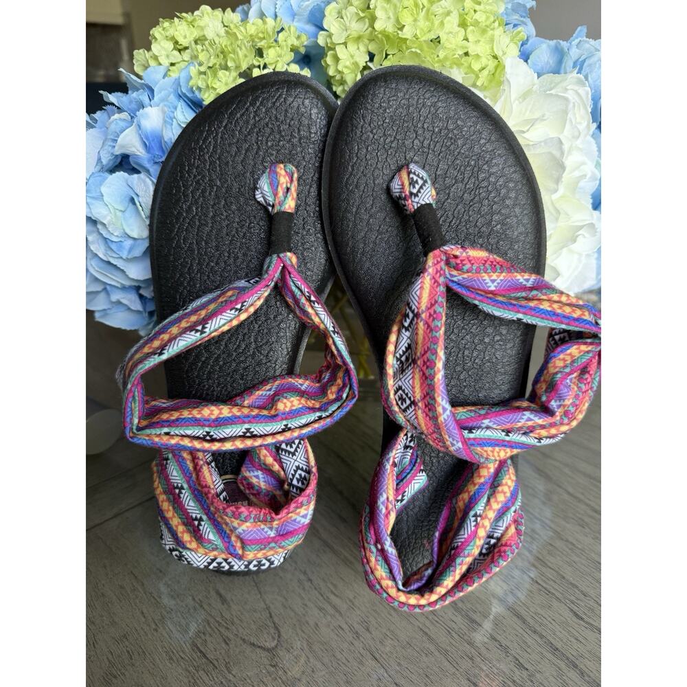Sanuk Yoga Sling Colorful Print Sandals Slip On Yoga Mat Comfort Women’s Size 8